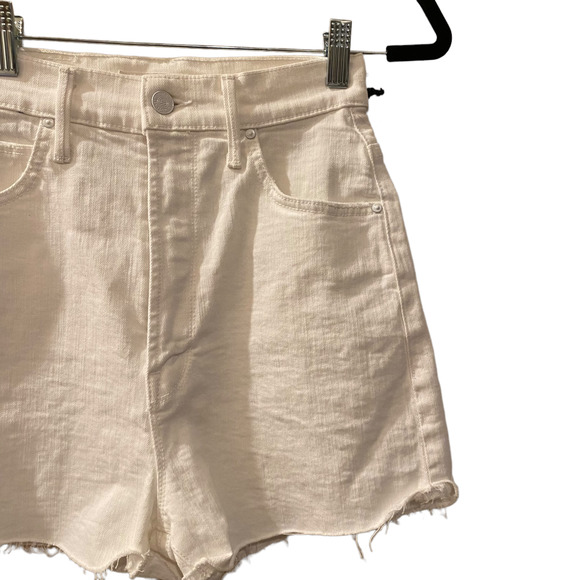 NEW Mother High Waisted Tunnel Vision Cuff Fray Short in Totally Innocent sz 24 - Picture 5 of 10